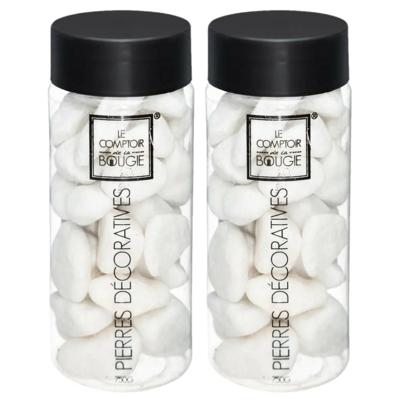 Grote decoratie stenen - 2x - wit - pot 750 gram - hobby - decoratiestenen Grote decoratie stenen - 2x - wit - pot 750 gram - hobby - decoratiestenen