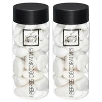 Grote decoratie stenen - 2x - wit - pot 750 gram - hobby - decoratiestenen