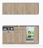 Kitchenette 180cm incl inbouw koelkast en vaatwasser RAI-2020 - thumbnail