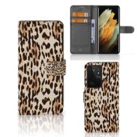 Samsung Galaxy S21 Ultra | Telefoonhoesje | Met pasjeshouder | Leopard