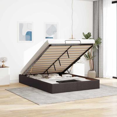 Bedframe zonder matras 140x190 cm stof donkerbruin