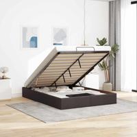 Bedframe zonder matras 140x190 cm stof donkerbruin