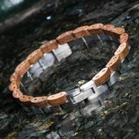 Smalle Walnoot & Roestvrij Staal Houten Armband