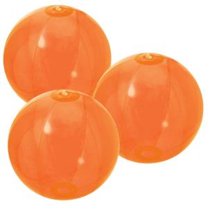 Opblaasbare strandbal plastic - 10x stuks - transparant oranje - D28 cm - Strand buiten zwembad spee