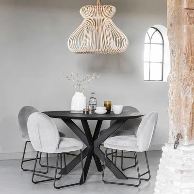DTP Home Ronde Eettafel 'Shape' Teakhout, 130cm, kleur Zwart