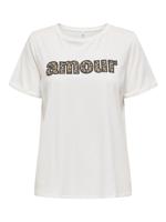 Only Onlline Life S/s O-neck Print Top Cs Jrs T-shirt Korte Mouw Cloud Dancer Amour (leo)