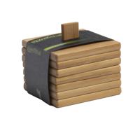 Onderzetters voor glazen - 6x stuks - bruin - bamboe hout - 9 x 9 cm