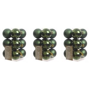 36x Kunststof kerstballen glanzend/mat donkergroen 6 cm kerstboom versiering/decoratie - Kerstbal