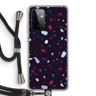 Dark Rounded Terrazzo: Samsung Galaxy A72 5G Transparant Hoesje met koord