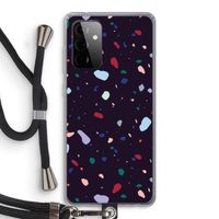 Dark Rounded Terrazzo: Samsung Galaxy A72 5G Transparant Hoesje met koord