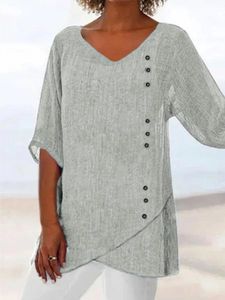 Casual Three Quarter V Neck Top