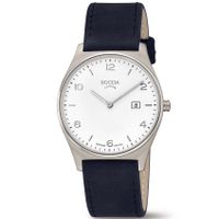 Boccia 3655-01 Horloge titanium-leder zilverkleurig-zwart-wit 38 mm - thumbnail