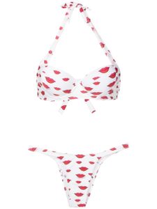 Amir Slama bikini à logo imprimé en all over - Blanc