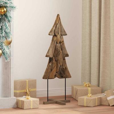 Kerstboom met standaard Bruin 90 cm Massief teakhout