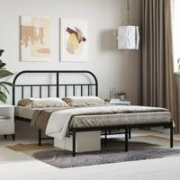 Bedframe met hoofdbord metaal zwart 135x190 cm