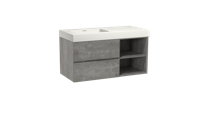 Storke Edge zwevend badmeubel 110 x 52 cm beton donkergrijs met Mata High asymmetrisch linkse wastafel in solid surface mat wit