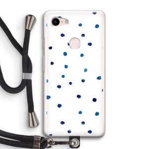 Blauwe stippen: Pixel 3 Transparant Hoesje met koord