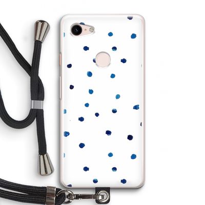 Blauwe stippen: Pixel 3 Transparant Hoesje met koord