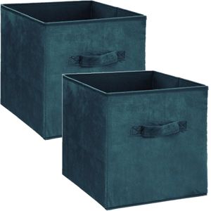 Set van 4x stuks opbergmand/kastmand 29 liter petrol groen polyester 31 x 31 x 31 cm