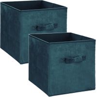 Set van 4x stuks opbergmand/kastmand 29 liter petrol groen polyester 31 x 31 x 31 cm