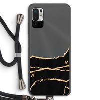 Gouden marmer: Xiaomi Redmi Note 10 5G Transparant Hoesje met koord