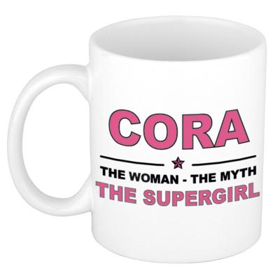 Cora cadeau mok - Woman Myth Supergirl - naam koffiemok - 300 ml - collega - moederdag
