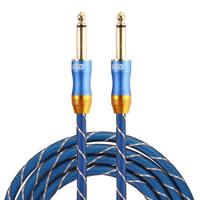 EMK 6.35 mm Male-Male 3 sectie vergulde plug grid nylon gevlochten audio kabel voor Speaker versterker mixer lengte: 1 5 m (blauw)