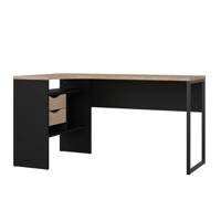 FunctionPlus bureau hoek 3 planken 2 laden okkernoot decor zwart mat. - thumbnail