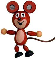 Detoa magneet muis 6 x 3,8 cm hout bruin - thumbnail