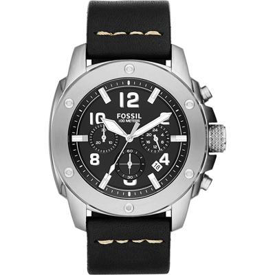 Fossil Heren FS4928 Modern Machine Chronograaf Leren Horloge - Zwart