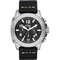 Fossil Heren FS4928 Modern Machine Chronograaf Leren Horloge - Zwart