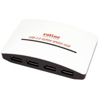 ROLINE USB 3.0 Hub "Black & White", 4 Ports, with Power Supply Wit, Zwart - thumbnail