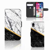 Apple iPhone Xr | Bookcase | Marmer Wit Zwart - Origineel Cadeau Man Apple iPhone Xr | Bookcase | Marmer Wit Zwart - Origineel Cadeau Man