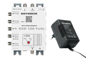 Kathrein EXD 158 Twin Satelliet multiswitch cascade unicable Ingangen (satelliet): 5 (4 satelliet / 1 terrestrisch) Aantal gebruikers: 16