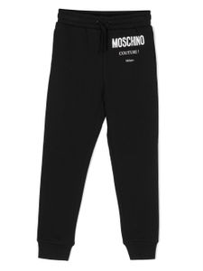 Moschino Kids pantalon de jogging en coton à logo imprimé - Noir