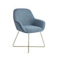 Jesper Home Eetkamerstoel 'Kushi' Cross Gold, kleur Ocean Eyes Jesper Home Eetkamerstoel 'Kushi' Cross Gold, kleur Ocean Eyes