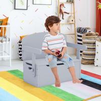 3 in 1 Kindertafel met Bank Kinderzitgroep van Hout met Opbergruimte & Deken 60 x 34 x 57 cm Grijs