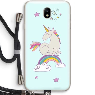 Regenboog eenhoorn: Samsung Galaxy J7 (2017) Transparant Hoesje met koord