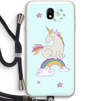 Regenboog eenhoorn: Samsung Galaxy J7 (2017) Transparant Hoesje met koord