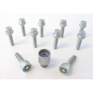 H&R Wielboutenset bolkonisch R12 M12x1.50 - Lengte 28mm - 10 stuks (bv. Mercedes) - incl. wielsloten HR1252802SET