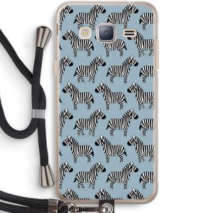 Zebra: Samsung Galaxy J3 (2016) Transparant Hoesje met koord