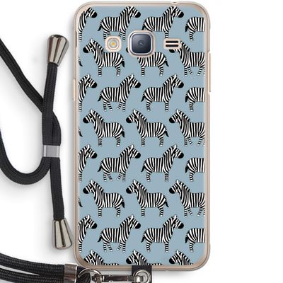 Zebra: Samsung Galaxy J3 (2016) Transparant Hoesje met koord