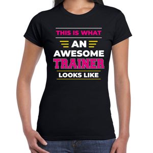 An awesome trainer / een geweldige trainer cadeau t-shirt zwart voor dames