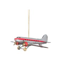 Blikken speelgoed decoratie vliegtuigje 9 cm   -