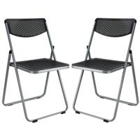 Klapstoel voor buiten/binnen - 2x - zwart - 48 x 82 cm - stevig kunststof - Bijzet stoelen - Vouwsto Klapstoel voor buiten/binnen - 2x - zwart - 48 x 82 cm - stevig kunststof - Bijzet stoelen - Vouwsto