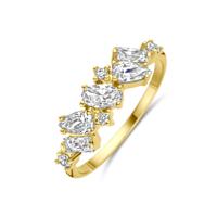 Prachtige 14k Geelgouden Ring met Zirkonia - Breedte 6mm