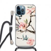 Japanse bloemen: iPhone 13 Pro Max Transparant Hoesje met koord