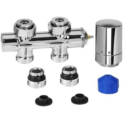 HSK radiator aansluitset | Middenaansluiting vloer | Kraanset rechts | Chroom
