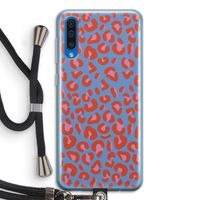 Leopard blue: Samsung Galaxy A50 Transparant Hoesje met koord