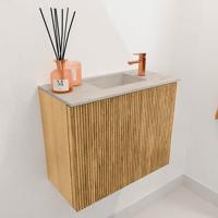 Toiletmeubel Mondiaz Joya Dlux | 50 cm | Meubelkleur Oak | Faye wastafel Opalo Wasbak Rechts | 1 kraangat